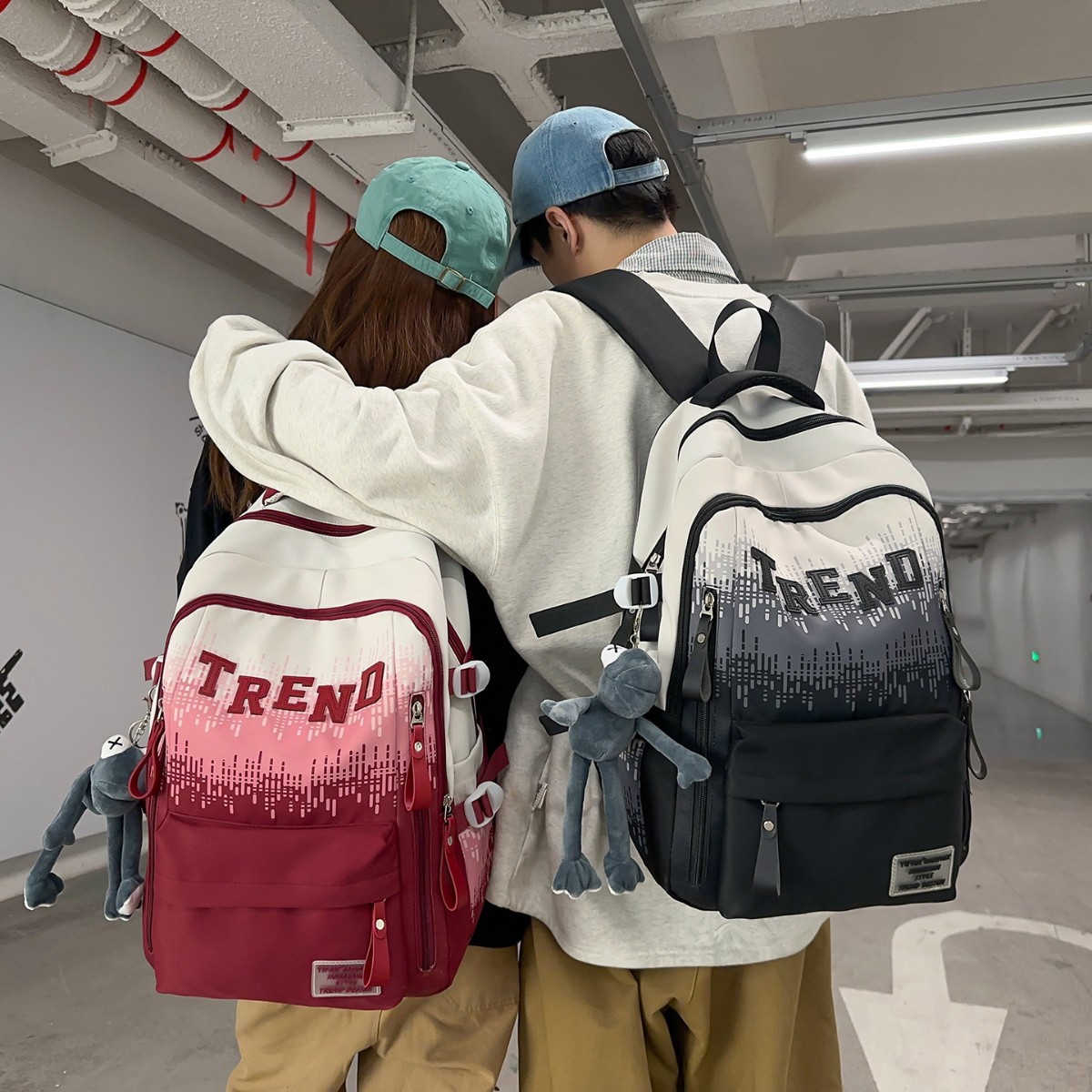 Schoolbags for Couples, New Korean Style, High-Looking, Fresh Gradient Color Backpacks, Lightweight Large-Capacity Backpacks for Middle and High School Students
