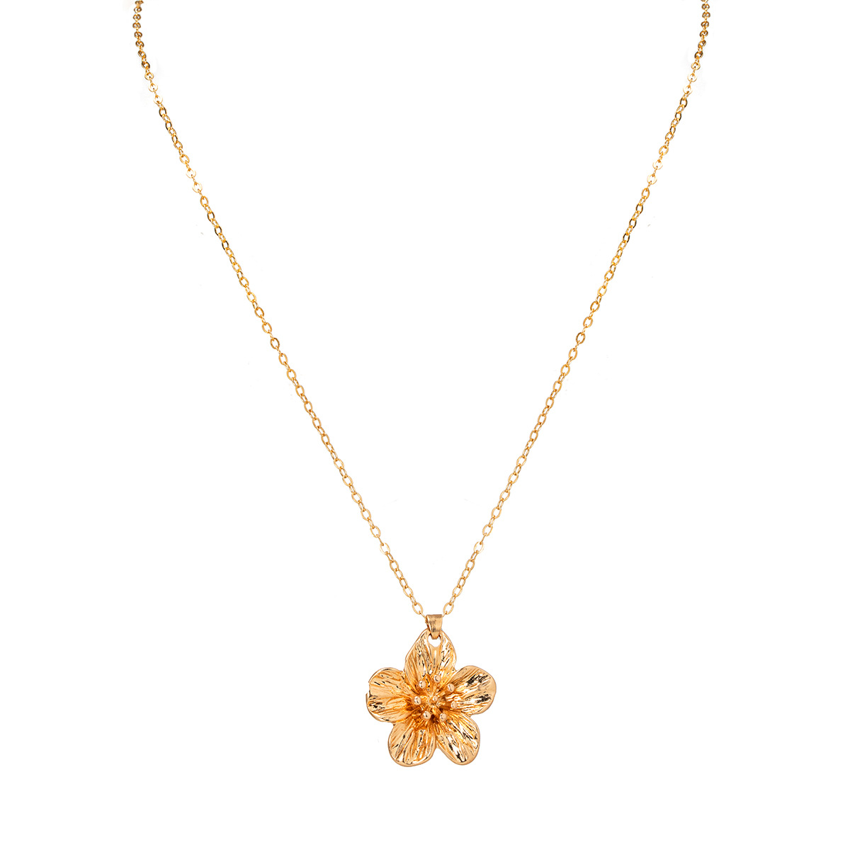 All Seasons Season Women's Gender Retro Classic Style Flower Alloy Cable Chain Lobster Trigger Clasp Closure Pendant Necklaces Wholesale