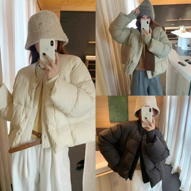 韩系针织拼接单排扣90白鸭绒羽绒服女冬季新品加厚保暖糯叽叽外套|undefined