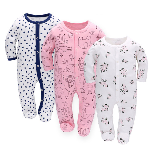 Baby Bodysuit Spring and Autumn Long Sleeve Newborn Footie Pajamas Baby Footie Climbing Suit Onesie