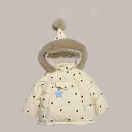 女童外套儿童冬装加绒加厚新款女宝洋气可爱防寒冬季棉袄毛领棉衣