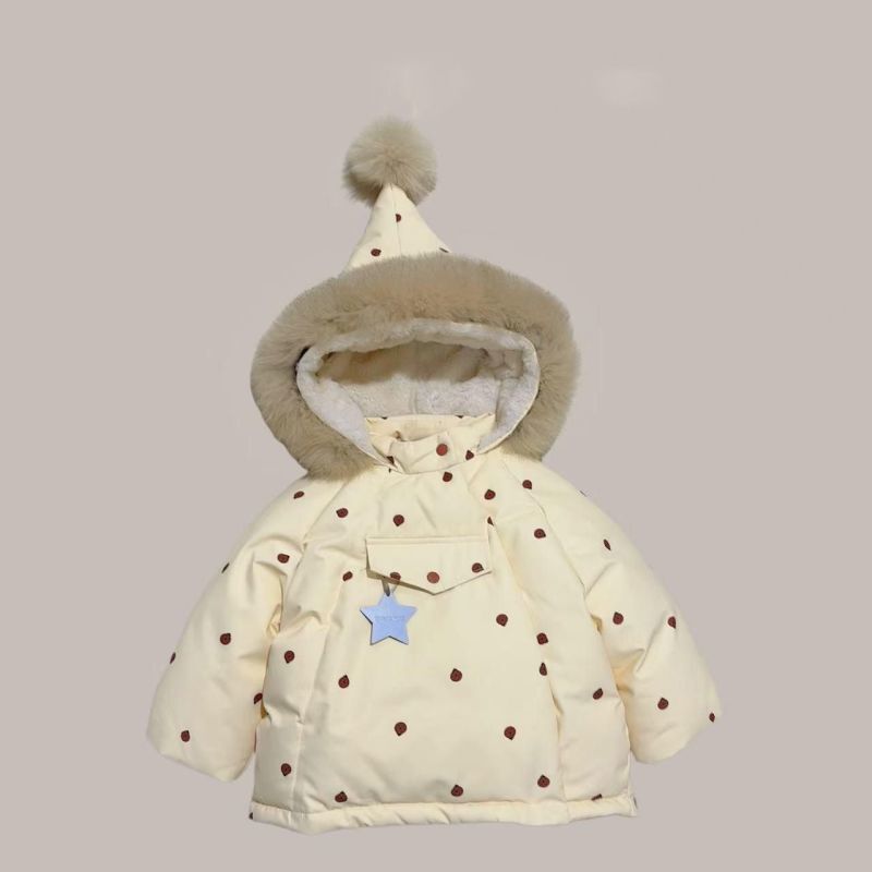 Girls' Outwears, Kidsren's Winter Clothes, Velvet and Thickeneding, New Style, Cute and Cold-Proof Winter Cotton-Padded Jackets with Fur Collars for Girls