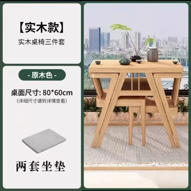 Todo balcón de madera sólida pequeña mesa de té balcón mesas y sillas plegables mesas de escritorio domésticas pequeñas mesas de té mesas de comedor telescópicas