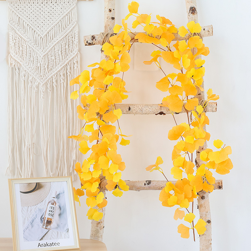 Simulated Ginkgo Leaf Rattan Decorative Leaf Fake Leaf Plastic Branch Silk Flower Banyan Leaf White Yellow Ginkgo Leaf Simulated Ginkgo Leaf Rattan Decorative Leaf Fake Leaf Plastic Branch Silk Flower Banyan Leaf White Yellow Ginkgo Leaf