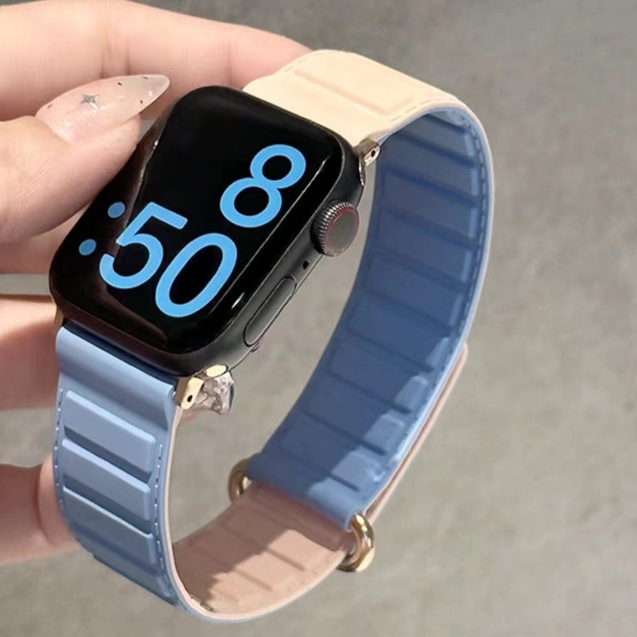 Fashion creative silicone magnetic strap suitable for iwatch8 color matching Apple watch sports applewatch1-8