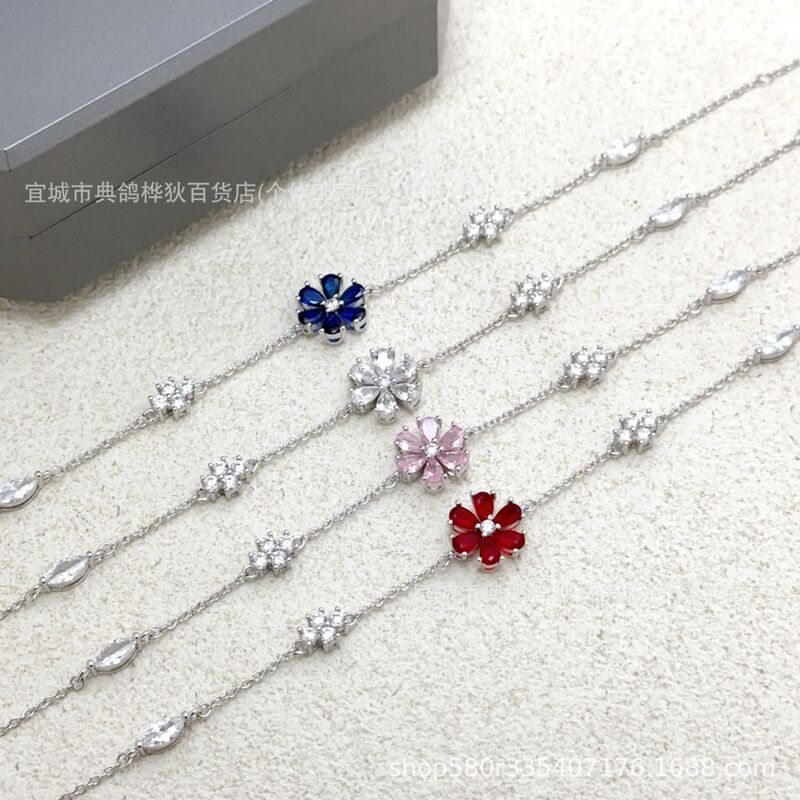 Hai Rui Winston Bracelet Hw Forget-Me-Not Flower Full Diamond Luxury High-End Jewelry Best Friend Matching Style Cross-Border Live Broadcast
