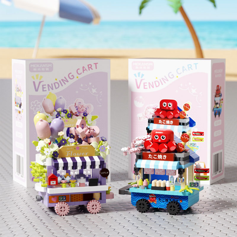 K404 Carrito de flores romántico + K405 Carrito de Takoyaki