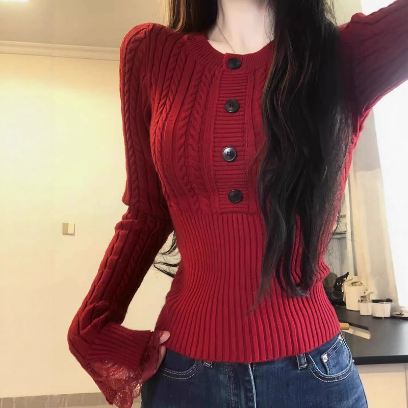 2026 New Autumn and Winter Style Slim-Fit Cable Knit Short Sweater for Women Wholesale