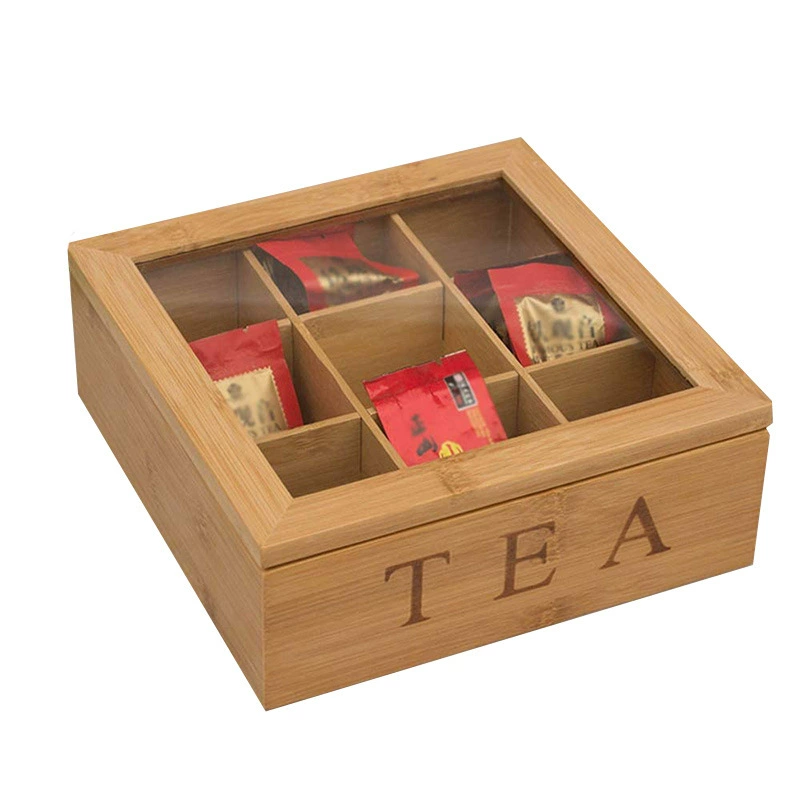 Jiugongge Bamboo Box Чайный пакетик Кофейный пакетик Хранение Бамбуковая Подарочная коробка Краска Цвет Бамбуковая коробка