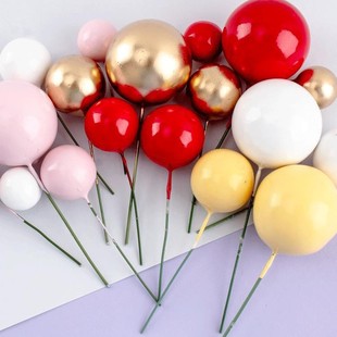 Colorful Metal Ball Round Foam Birthday Ball Size Mixed Birthday Baking Cake Decoration Plug-In