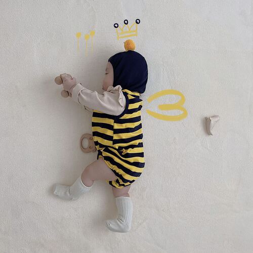 ins style baby harem 2024 autumn new little bee jumpsuit suit baby going out bag