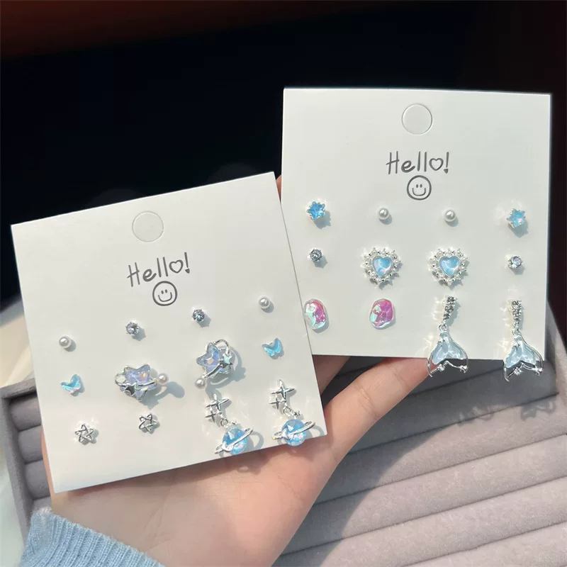 Earrings with bow, sophisticated set from pearl, flowered