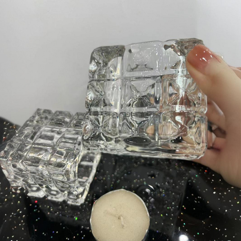 Candelaria de vidrio de cristal cuadrado creativo de pequeñas plantas tazas de maceta de vidrio transparente tazas perfumadas decoración de mesa