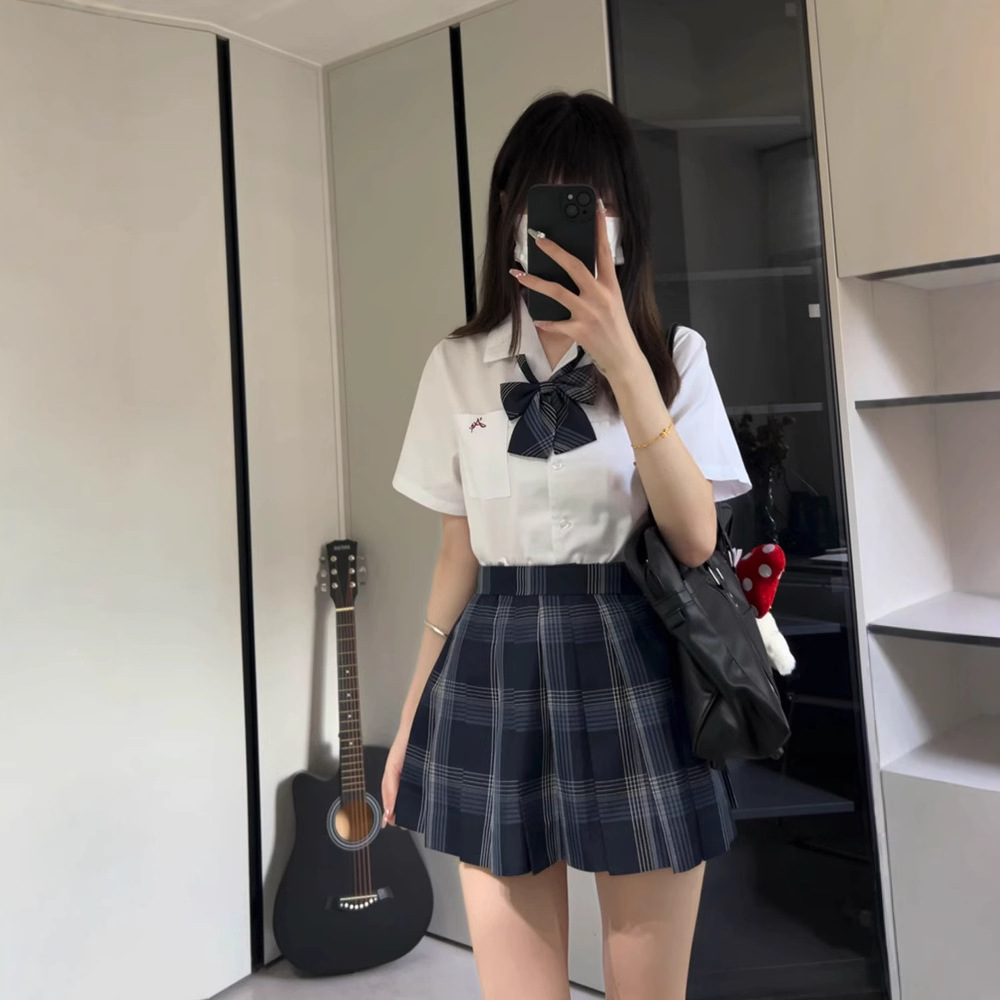 작은 토끼 원래 JK [QI] 격자 무늬 스커트 일본 교복 대학 스타일 블루 격자 무늬 스커트