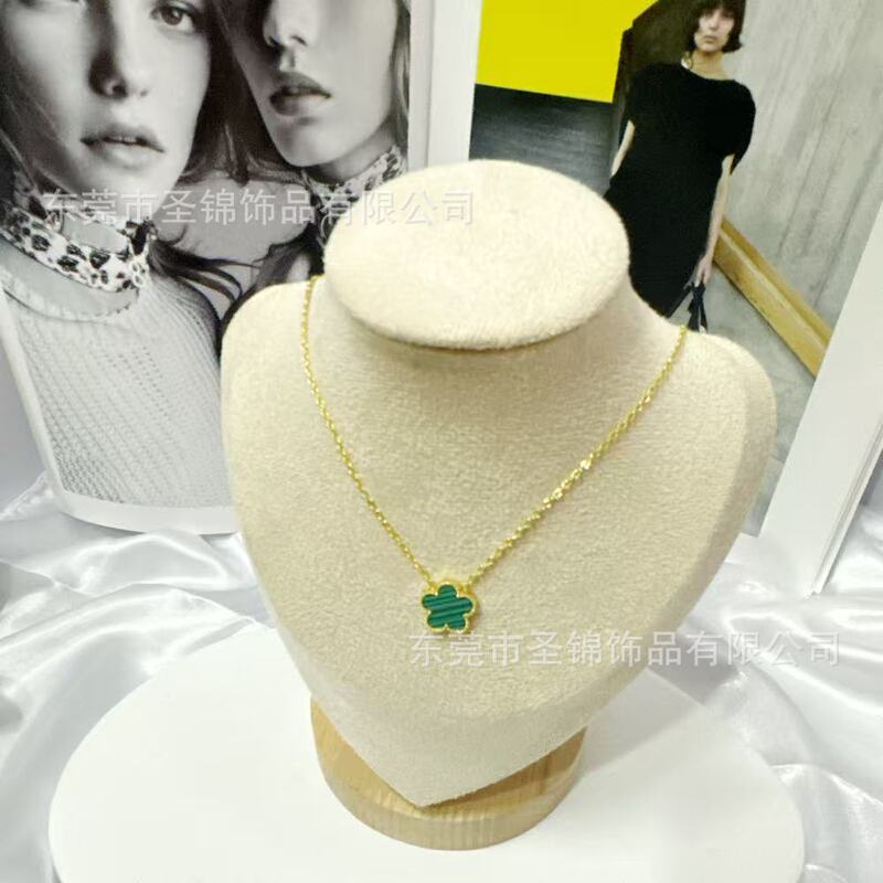 热卖双面五叶草贝壳单花项链18K 镀金高级感项链女钛钢项饰品批发|undefined