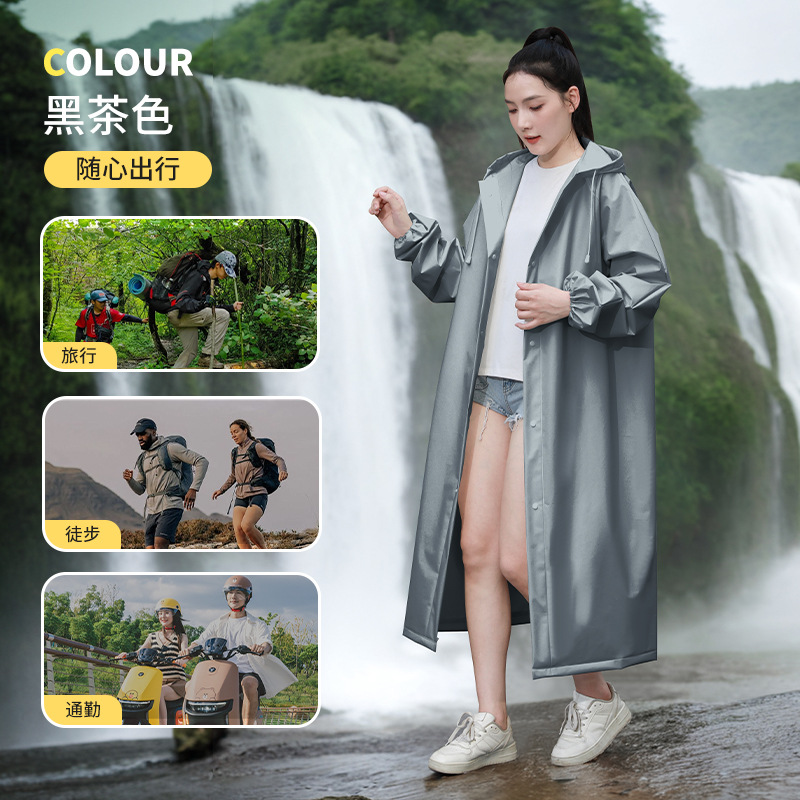 Adultos no desechables chaqueta de lluvia larga al aire libre montaña viaje grueso todo el cuerpo tormenta lluvia gris portátil chaqueta de lluvia