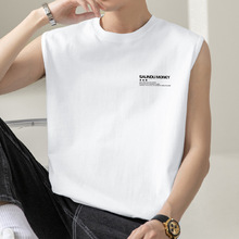 纯棉白色背心男款夏季运动坎肩字母印花无袖t恤健身篮球跨栏汗衫
