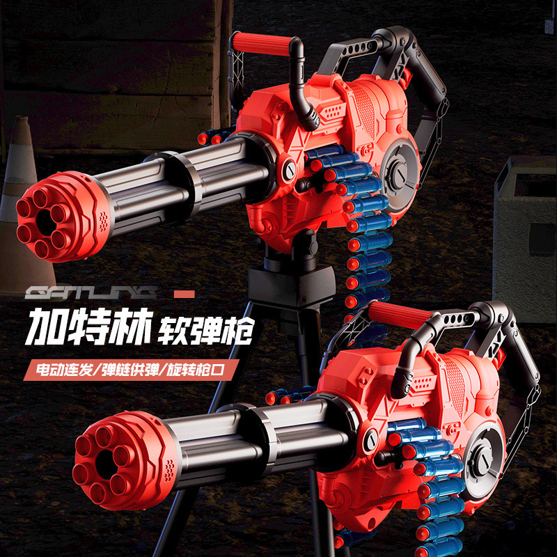 Cross-Border Export New Product Gatling Soft Bullet Gun Winding Burst Electric Toy Gun Eva Extra Large M416 Gift