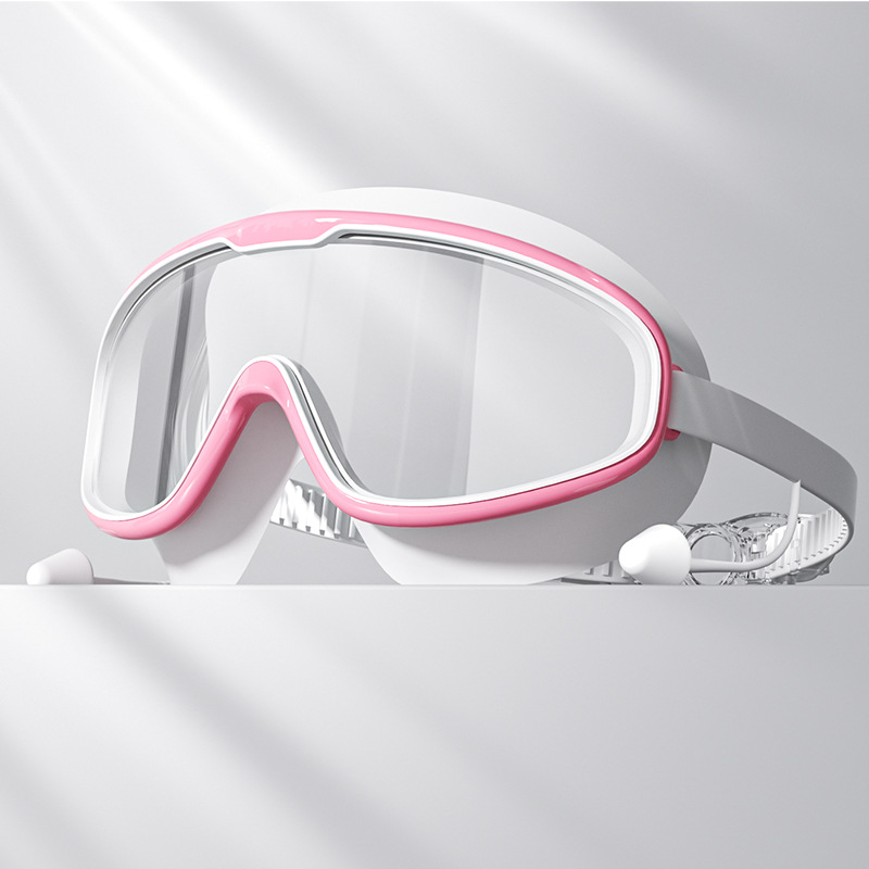 Set de Gafas y Gorro de Natación de Marco Grande PC y Silicona Antivaho e Impermeable para Adultos