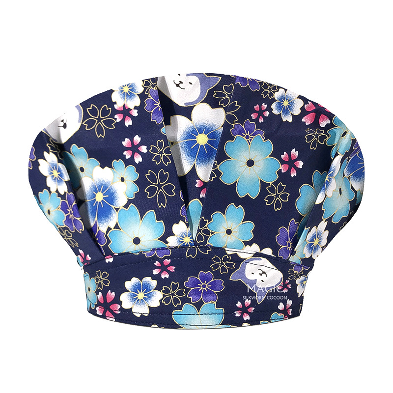 Sombrero de enfermera mujer chef cocinando cocina a prueba de aceite a prueba de humo pérdida de cabello sombrero esponjoso sombrero impreso puntera sombrero de trabajo ajuste elástico