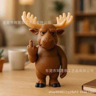 跨境新品Middle Finger Moose Figurine竖中指的麋鹿摆件