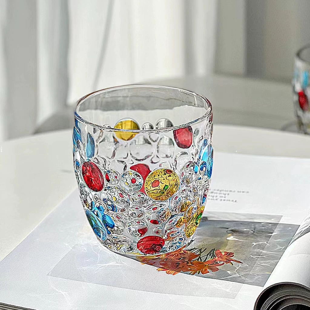 Painted summer rainbow water glass