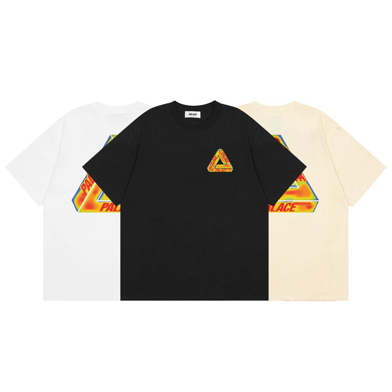 Trendy Brand Palace Classic Style Dissolving Large Triangle Logo Print Unisex Couple Loose Summer Short-Sleeve T-Shirt