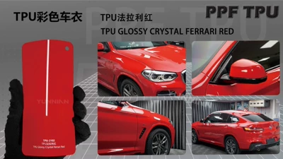 Automotive Film | Anti-Yellowing, Hydrolysis-Resistant, Colored Ppf - 15215m-5-years-warranty-tpu-ferrari-red-water-sticker