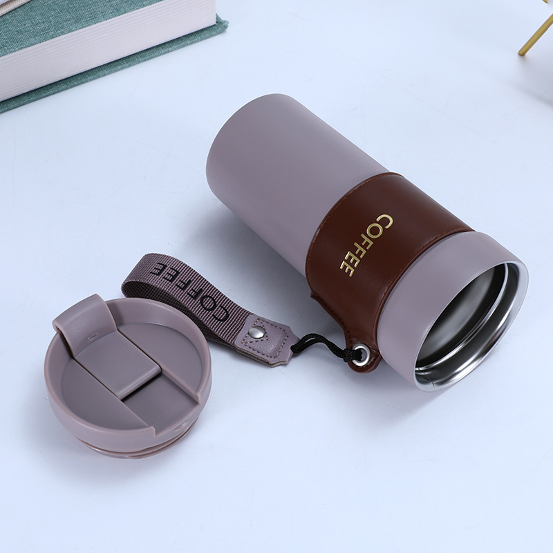 Comercio exterior nueva cuerda hling taza de café de doble capa de vacío portátil taza de coche 304 taza de vacío de acero inoxidable
