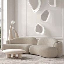 北欧轻奢现代简约羊圈绒布艺客厅美容院接待创意异形设计休闲沙发