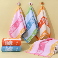 Children's Cotton Towel with Cartoon Animal Embroidery, Thickened & Absorbent, Universal Daily Use Small Face Towel for Babies and Toddlers