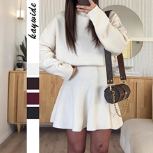 2025新款欧美休闲度假风毛宽松潮流长袖短裙连衣裙秋冬款女士套装