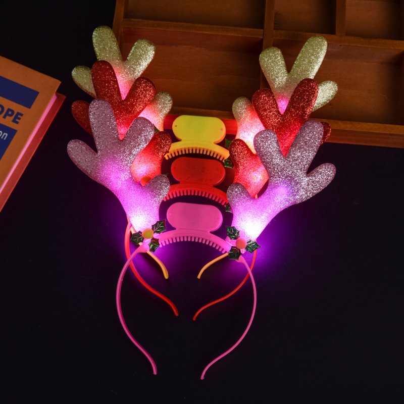 Decoraciones de Navidad viejo hombre cabeza hebilla regalo luminoso tocado suministros de vacaciones pequeño regalo muñeco de nieve corneta Diadema con luz