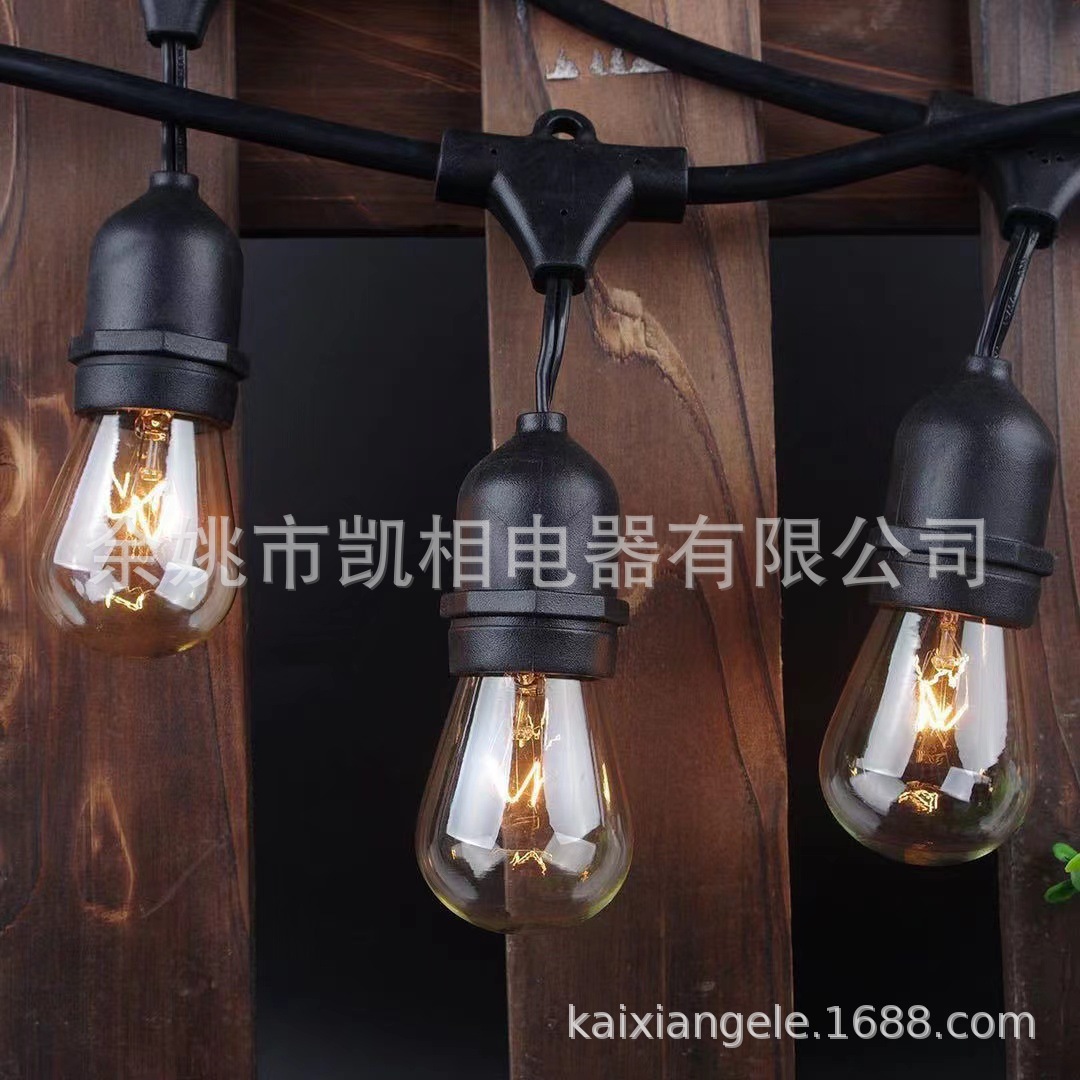 批发E27太阳能串灯户外庭院防水灯带阳台挂灯花园布置装饰|ru