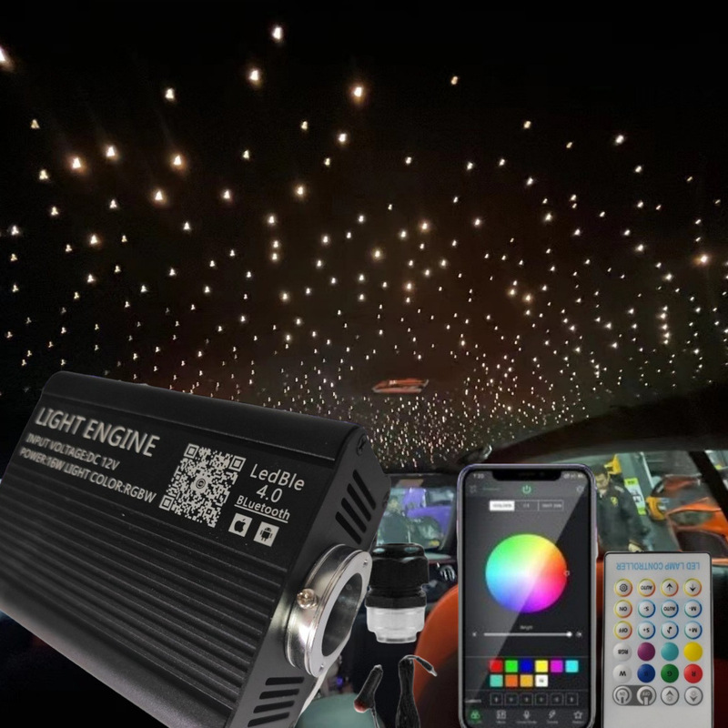 Cross-Border Manufacturer Direct Sales 16W Flashing Car Light Source Machine Car Starry Sky Ceiling Fiber Optic Light App + Remote Control Dual Control