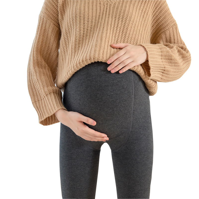 孕妇连裤袜棉竖条纹秋冬加绒加厚保暖托腹可调节一体孕妇打底裤袜|undefined