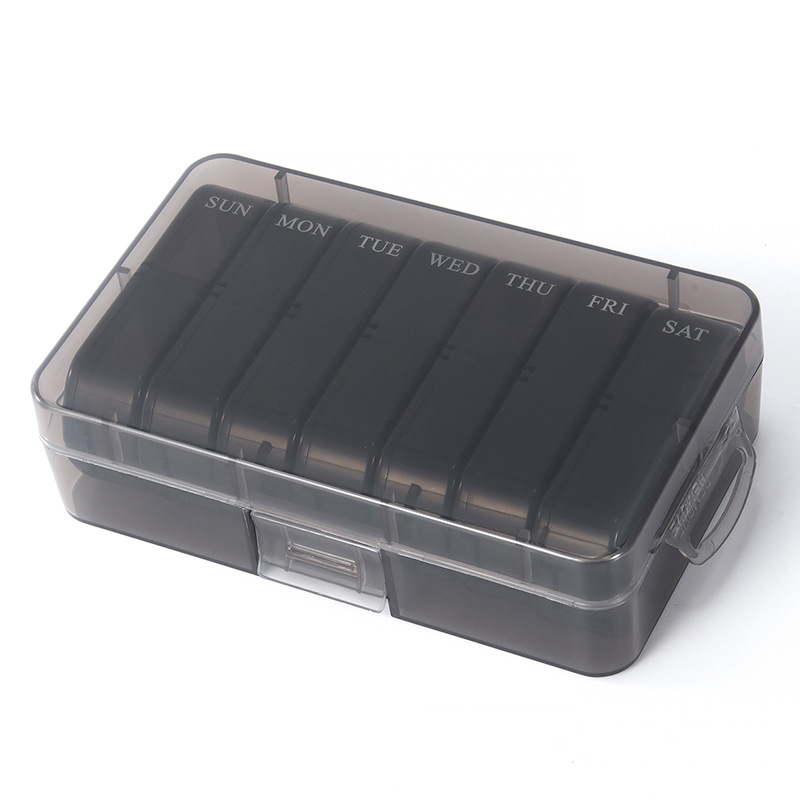 Carrey nuevo 14-rejilla caja de la píldora portátil 7 días a la semana de almacenamiento caja de la píldora de la medicina a prueba de humedad caja de embalaje de plástico transparente