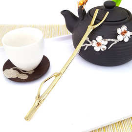 批发 竹节壶叉子铁壶专用银壶盖叉合金壶夹防烫夹子功夫茶具配件