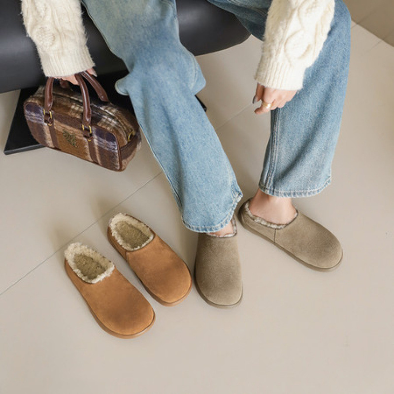 Fluffy warm slip-on shoes, closed-toe half-slipper style, thick-soled Birkenstock shoes, 2026 winter collection, closed-toe slippers, platform cotton slippers Fluffy warm slip-on shoes, closed-toe half-slipper style, thick-soled Birkenstock shoes, 2026 winter collection, closed-toe slippers, platform cotton slippers