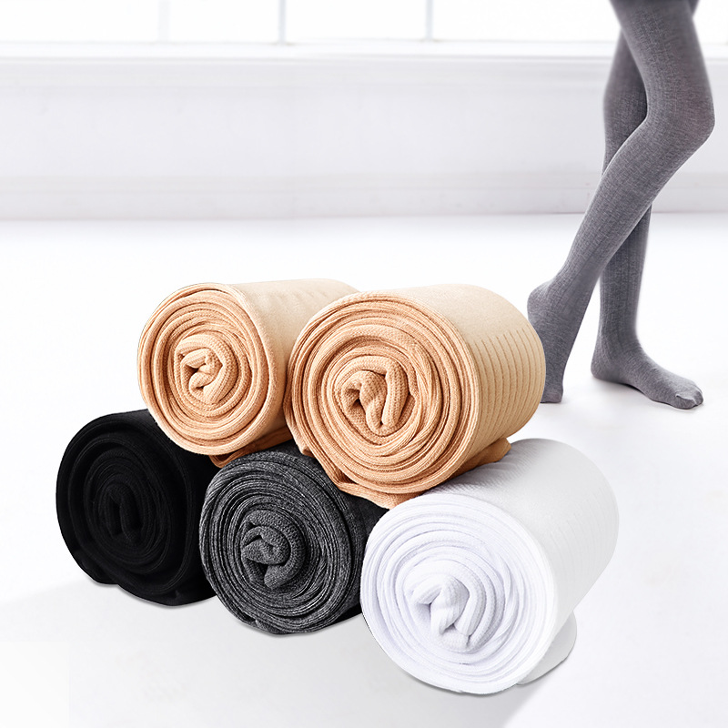 Medias de las niñas de primavera polainas de las niñas rayas verticales calcetines de baile del bebé calcetines de baile de práctica de los niños de color sólido