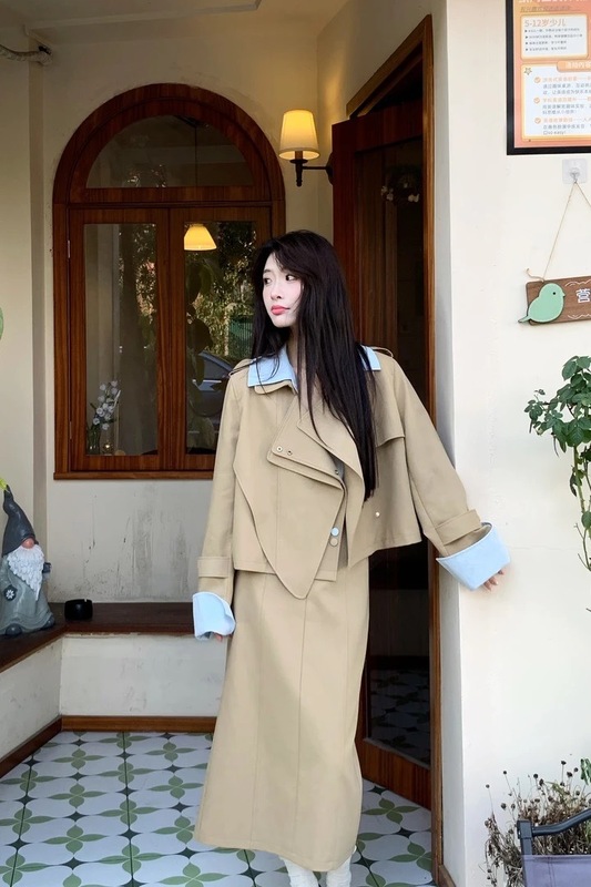 NN【时光画布套装】小众风衣女装洋气气质两件套休闲财阀秋季新款|undefined