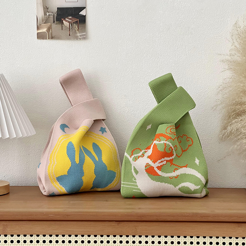 Bolsa de tejido de conejo de mediodía de otoño bolsa de tejido bolsa de mano de tejido bolsa de tejido de vuelo bolsa de hombro bolsa de regalo