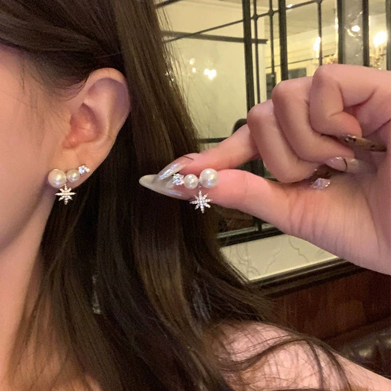Серебристые серьги с жемчугом (S925) универсальный светлый люкс стиль, микроподложенная CZ, универсальный