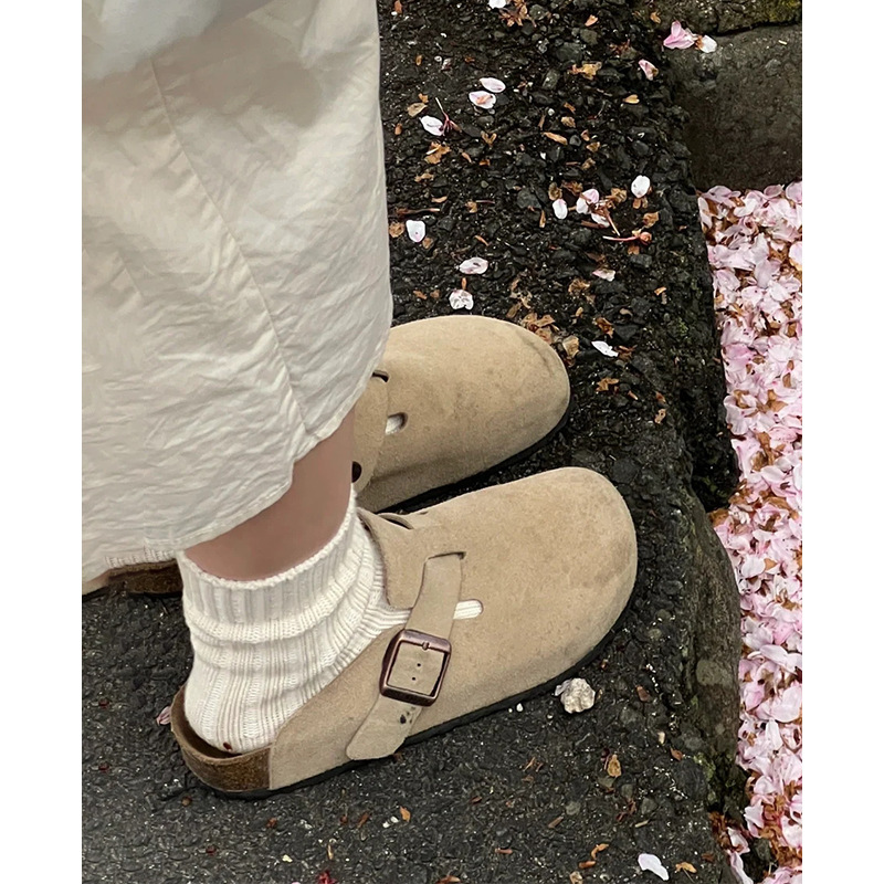 Cross-Border Putian Shoes Birkenstock Shoes for Women 2025 New Spring Thick-Soled Cork Toe Half-Slip Birkenstock Shoes for Outer Wear