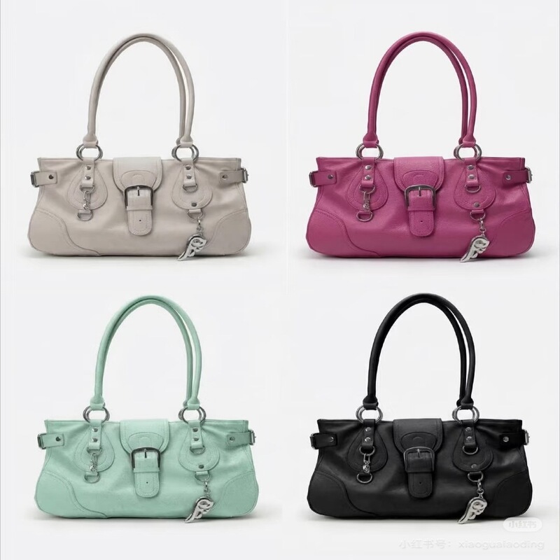 Korean New Style Dimanche Retro Large-Capacity Shoulder Bag, Versatile Commuter Underarm Bag, Sweet and Spicy Motorcycle Bag for Women