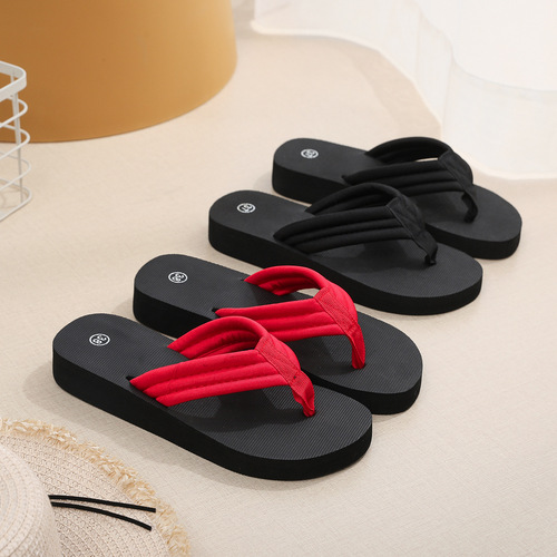 Summer New Women's Plus Size Herringbone Slope Heel Glitter Slides Beach Sandals