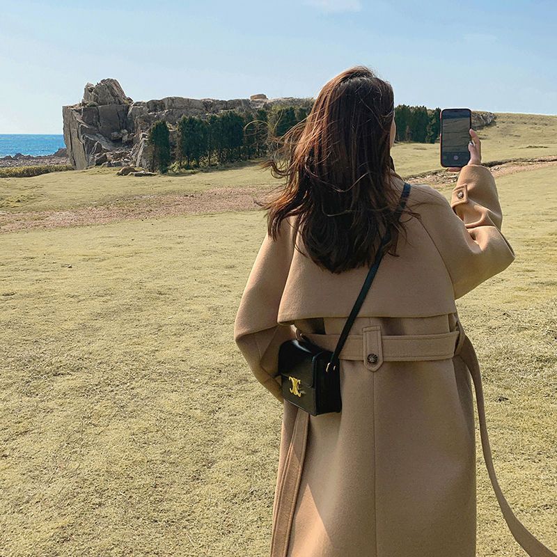 &Aacute;o kho&aacute;c len &aacute;o kho&aacute;c dạ phong c&aacute;ch Hồng K&ocirc;ng cổ điển Hepburn phong c&aacute;ch lười rộng r&atilde;i phong c&aacute;ch H&agrave;n Quốc m&ugrave;a thu đ&ocirc;ng mẫu d&agrave;i vừa cho nữ