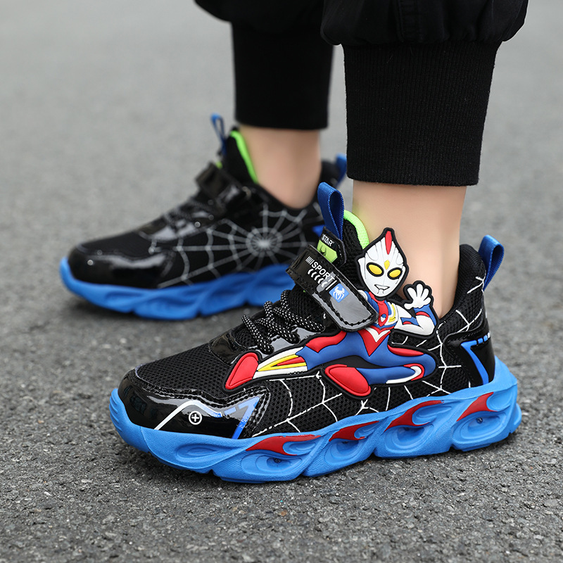 Boys shoes Altman bright light shoes mesh breathable 2025 new children's cartoon sneaker luminous running shoes tide