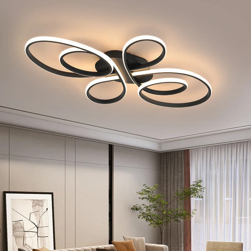Modern Simple Chinese Knot Ceiling Lamp Black and White Living Room Bedroom Kitchen Ceiling Lamp Led Indoor Lighting Fixtures