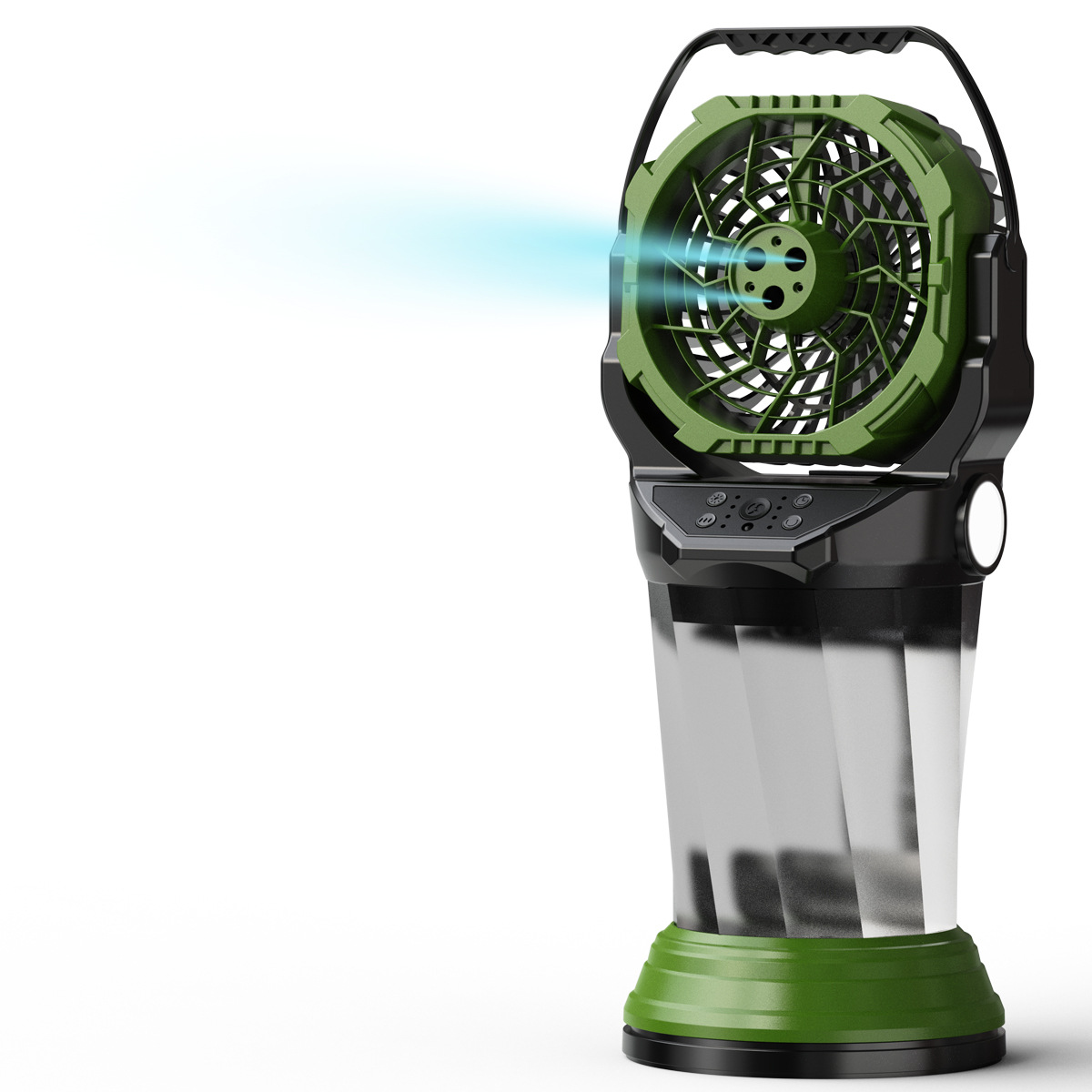 Ventilador Multifuncional de Camping con Pulverizador con Luz RGB Control Remoto y Oscilación para Exterior